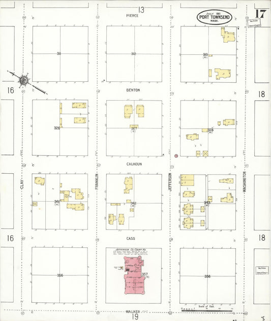 Sanborn Fire Insurance Map from Port Townsend, Jefferson County, Washington (1911), Sheet #0017 - Historic Sanborn Fire Insurance Map Print, vintage old map wall art, antique decor, genealogy gift, Washington Washington map