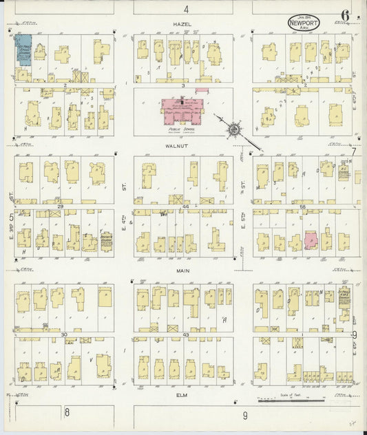 Sanborn Fire Insurance Map from Newport, Jackson County, Arkansas (1914), Sheet #0006 - Historic Sanborn Fire Insurance Map Print, vintage old map wall art, antique decor, genealogy gift, Arkansas Arkansas map