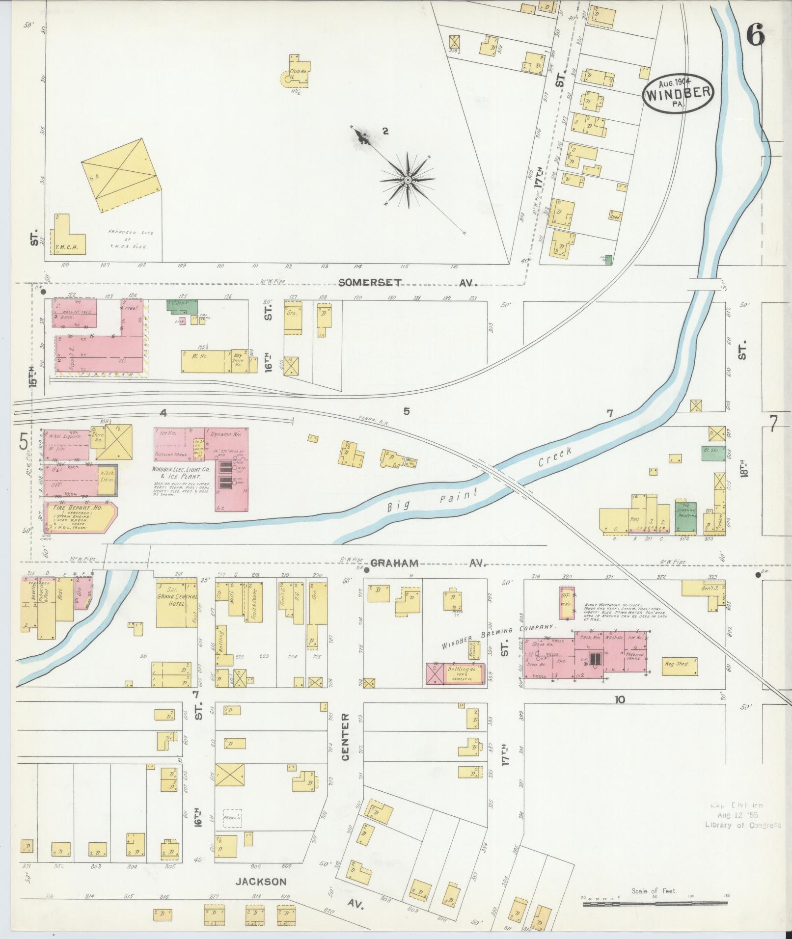 Sanborn Fire Insurance Map from Windber, Somerset County, Pennsylvania (1904), Sheet #0006 - Historic Sanborn Fire Insurance Map Print, vintage old map wall art, antique decor, genealogy gift, Pennsylvania Pennsylvania map