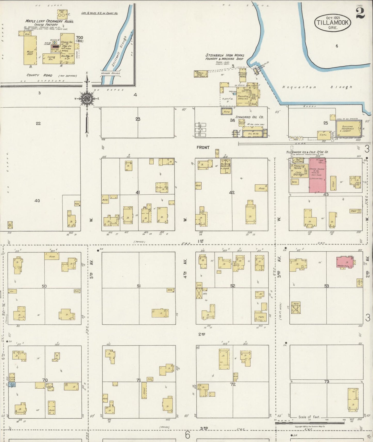 Sanborn Fire Insurance Map from Tillamook, Tillamook County, Oregon (1921), Sheet #0002 - Complete Map Set gallery image, historic Sanborn map, vintage wall art, Oregon Oregon