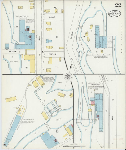 Sanborn Fire Insurance Map from Lockport, Niagara County, New York (1898), Sheet #0022 - Historic Sanborn Fire Insurance Map Print, vintage old map wall art, antique decor, genealogy gift, New York New York map