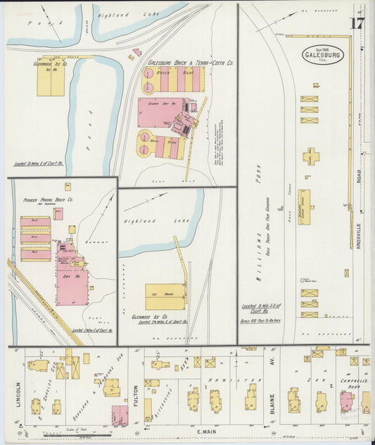 Sanborn Fire Insurance Map from Galesburg, Knox County, Illinois (1898), Sheet #0017 - Historic Sanborn Fire Insurance Map Print, vintage old map wall art, antique decor, genealogy gift, Illinois Illinois map