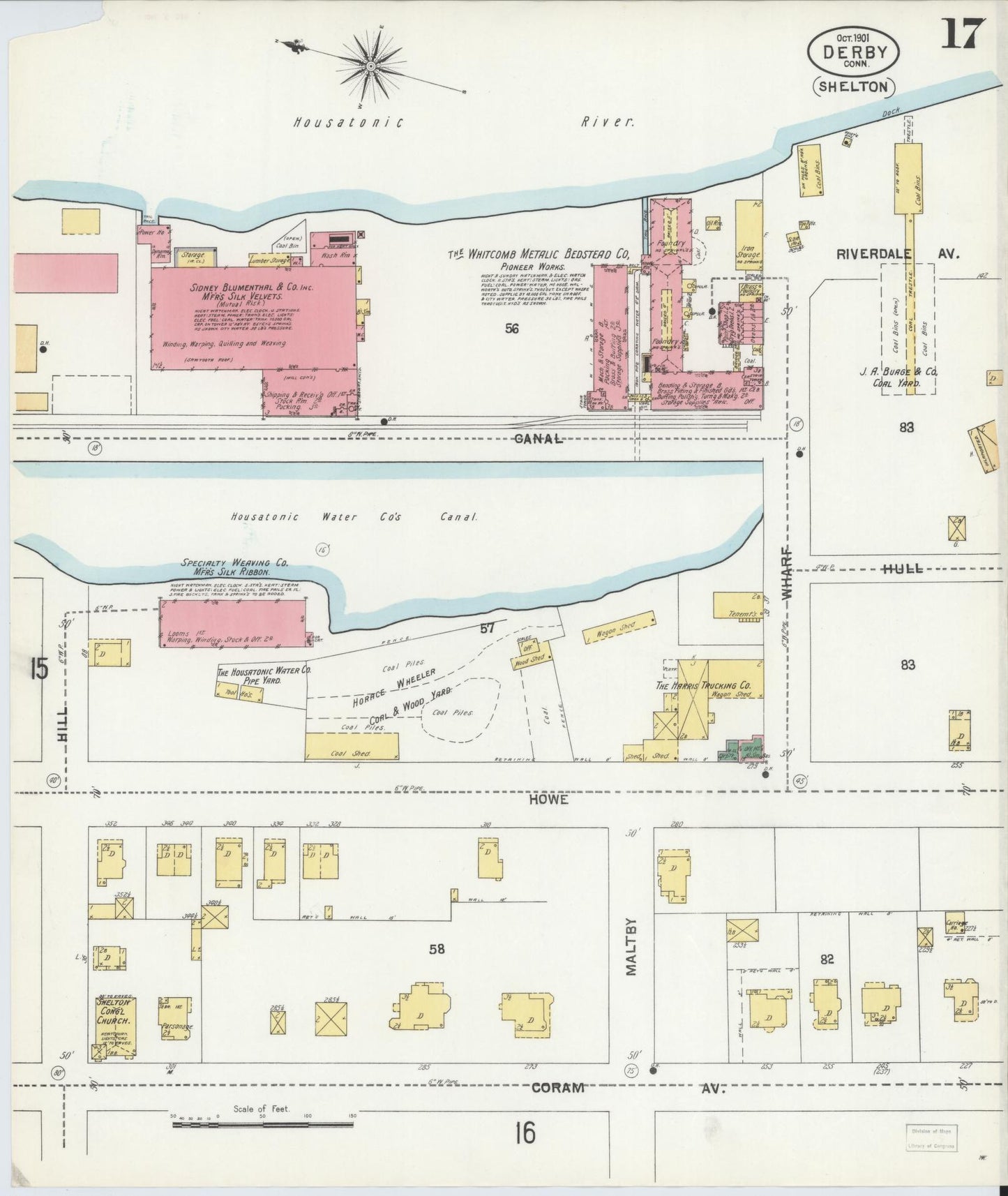 Sanborn Fire Insurance Map from Derby, New Haven County, Connecticut (1901), Sheet #0017 - Historic Sanborn Fire Insurance Map Print, vintage old map wall art, antique decor, genealogy gift, Connecticut Connecticut map