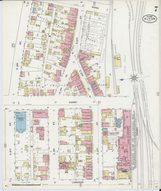 Sanborn Fire Insurance Map from Alton, Madison County, Illinois (1897), Sheet #0007 - Historic Sanborn Fire Insurance Map Print, vintage old map wall art, antique decor, genealogy gift, Illinois Illinois map