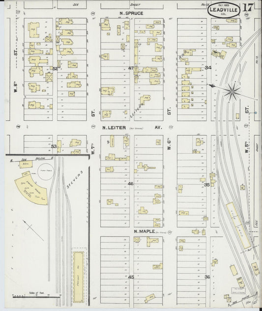 Sanborn Fire Insurance Map from Leadville, Lake County, Colorado (1889), Sheet #0017 - Historic Sanborn Fire Insurance Map Print, vintage old map wall art, antique decor, genealogy gift, Colorado Colorado map