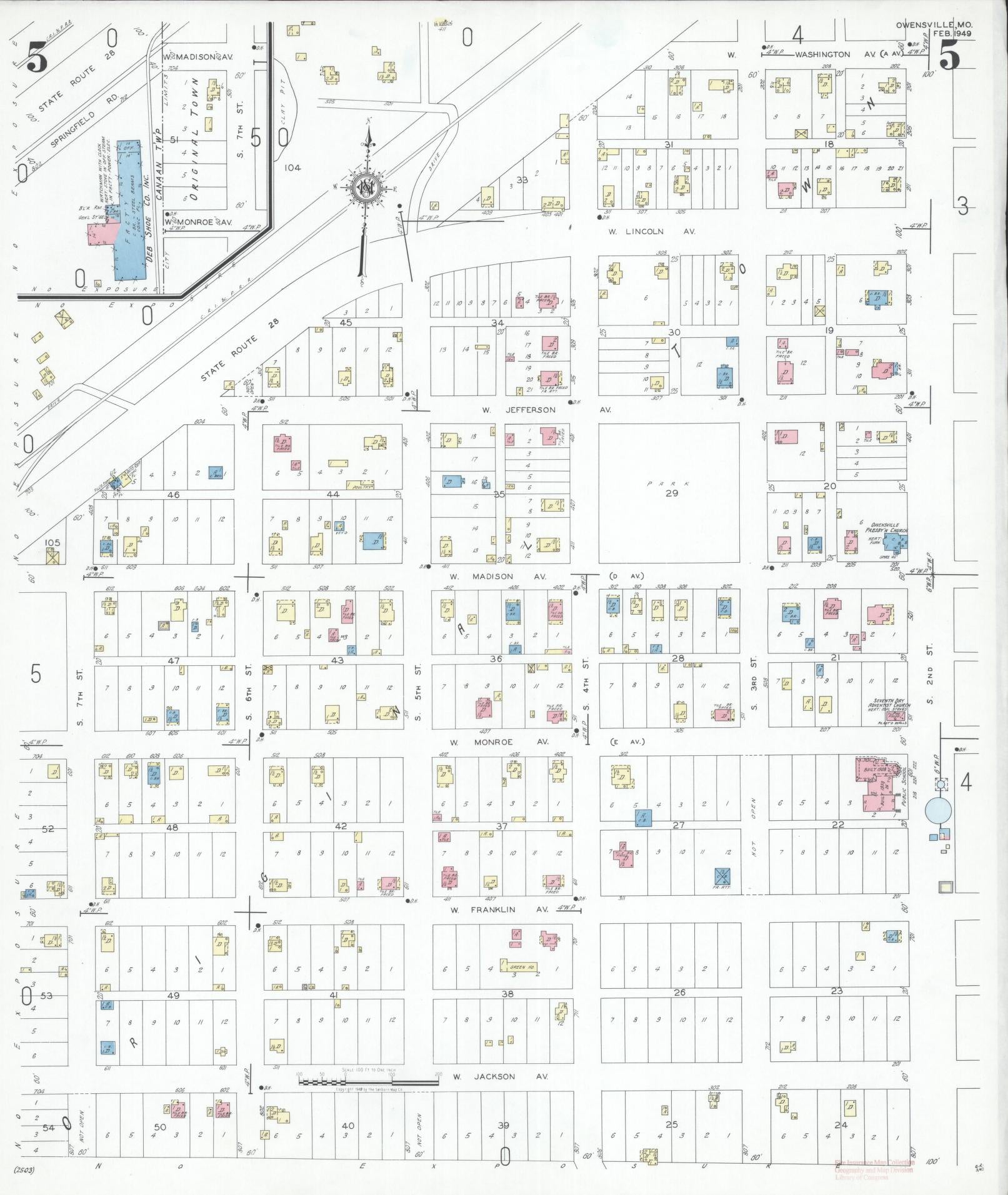 Sanborn Fire Insurance Map from Owensville, Gasconade County, Missouri (1949), Sheet #0005 - Historic Sanborn Fire Insurance Map Print, vintage old map wall art, antique decor, genealogy gift, Missouri Missouri map