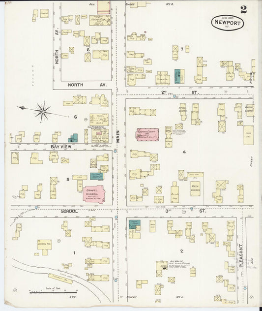 Sanborn Fire Insurance Map from Newport, Orleans County, Vermont (1889), Sheet #0002 - Historic Sanborn Fire Insurance Map Print, vintage old map wall art, antique decor, genealogy gift, Vermont Vermont map