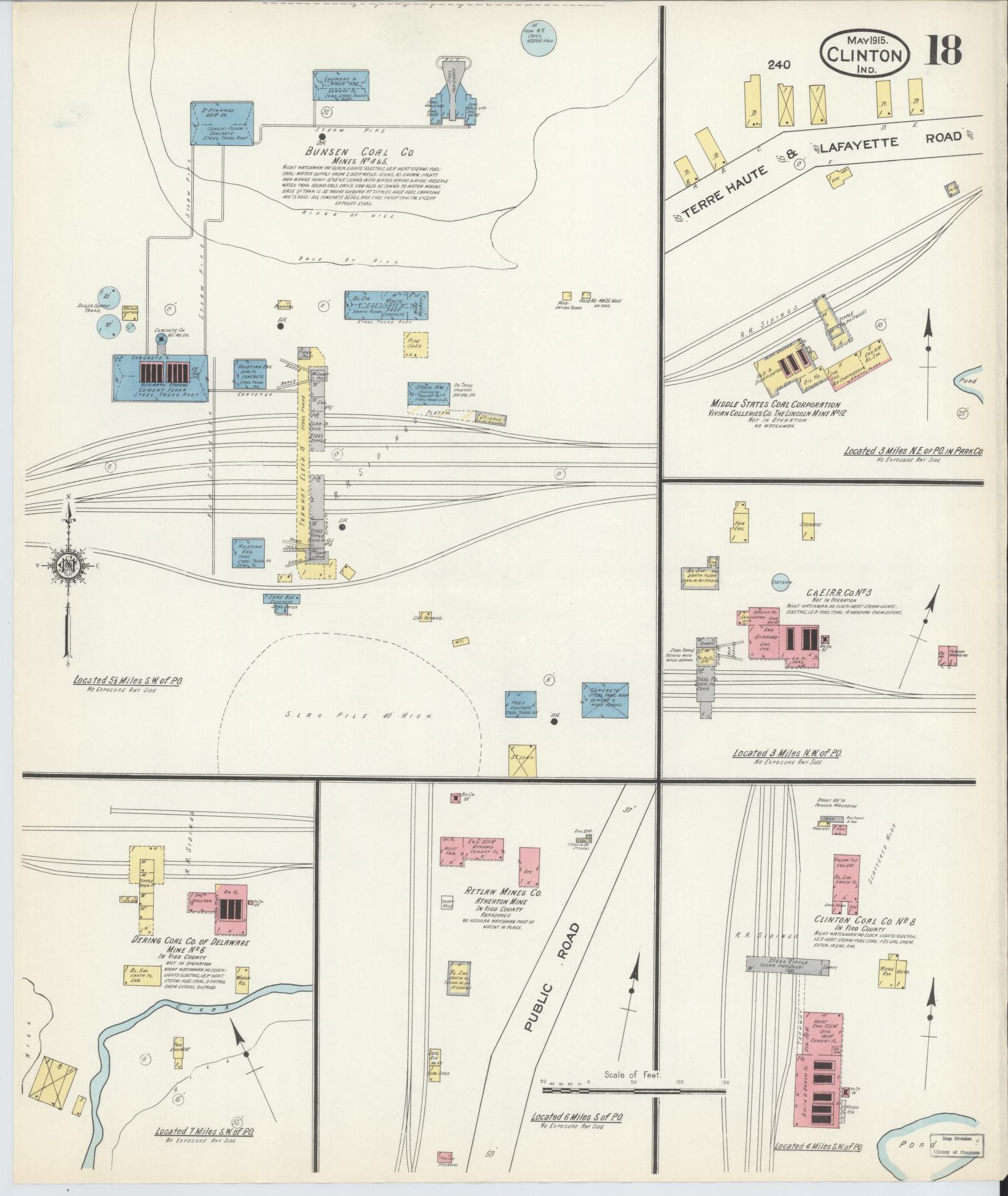 Sanborn Fire Insurance Map from Clinton, Vermillion County, Indiana (1915), Sheet #0018 - Complete Map Set gallery image, historic Sanborn map, vintage wall art, Indiana Indiana