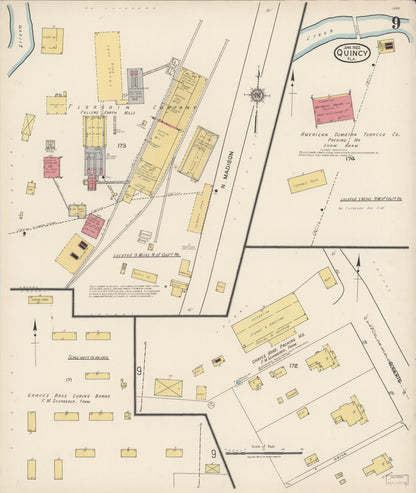 Sanborn Fire Insurance Map from Quincy, Gadsden County, Florida (1922), Sheet #0009 - Complete Map Set gallery image, historic Sanborn map, vintage wall art, Florida Florida