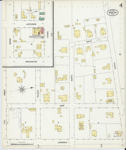 Sanborn Fire Insurance Map from Macon, Noxubee County, Mississippi (1899), Sheet #0004 - Complete Map Set gallery image, historic Sanborn map, vintage wall art, Mississippi Mississippi