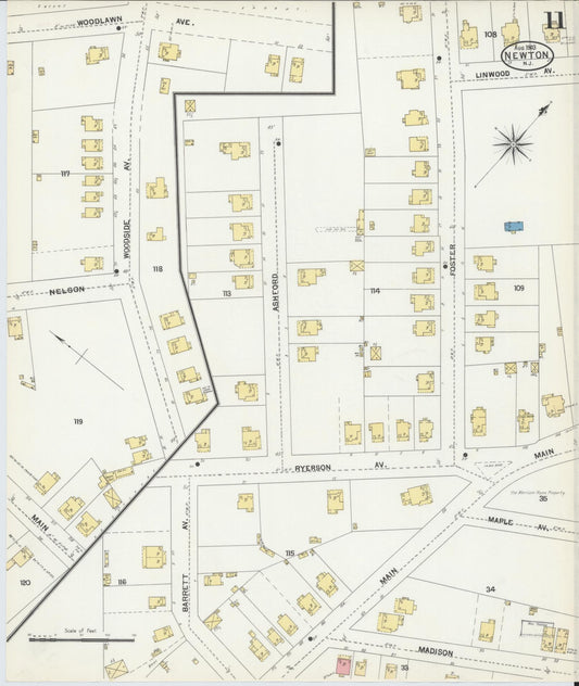 Sanborn Fire Insurance Map from Newton, Sussex County, New Jersey (1903), Sheet #0011 - Historic Sanborn Fire Insurance Map Print, vintage old map wall art, antique decor, genealogy gift, New Jersey New Jersey map