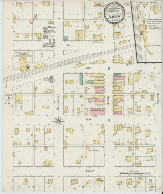 Sanborn Fire Insurance Map from Ambia, Benton County, Indiana (1895), Sheet #0001 - Historic Sanborn Fire Insurance Map Print, vintage old map wall art, antique decor, genealogy gift, Indiana Indiana map