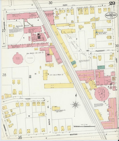 Sanborn Fire Insurance Map from New Britain, Hartford County, Connecticut (1901), Sheet #0029 - Complete Map Set gallery image, historic Sanborn map, vintage wall art, Connecticut Connecticut