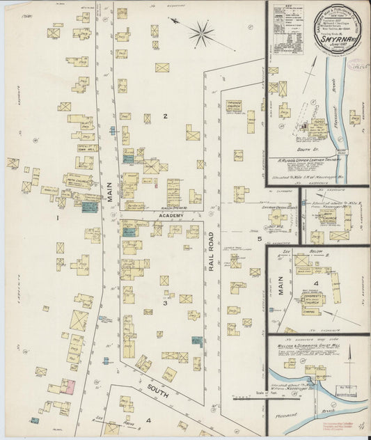Sanborn Fire Insurance Map from Smyrna, Chenango County, New York (1887), Sheet #0001 - Historic Sanborn Fire Insurance Map Print, vintage old map wall art, antique decor, genealogy gift, New York New York map