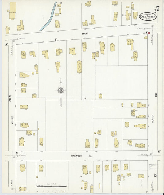 Sanborn Fire Insurance Map from East Aurora, Erie County, New York (1912), Sheet #0007 - Historic Sanborn Fire Insurance Map Print, vintage old map wall art, antique decor, genealogy gift, New York New York map