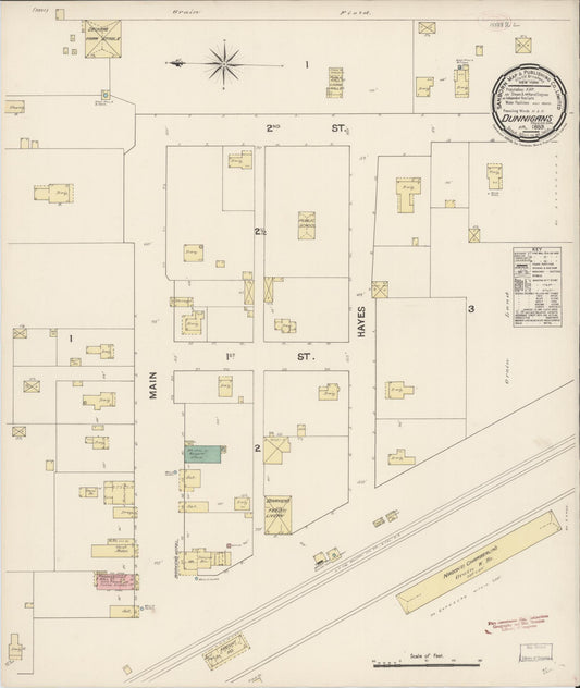 Sanborn Fire Insurance Map from Dunnigan, Yolo County, California (1889), Sheet #0001 - Historic Sanborn Fire Insurance Map Print, vintage old map wall art, antique decor, genealogy gift, California California map