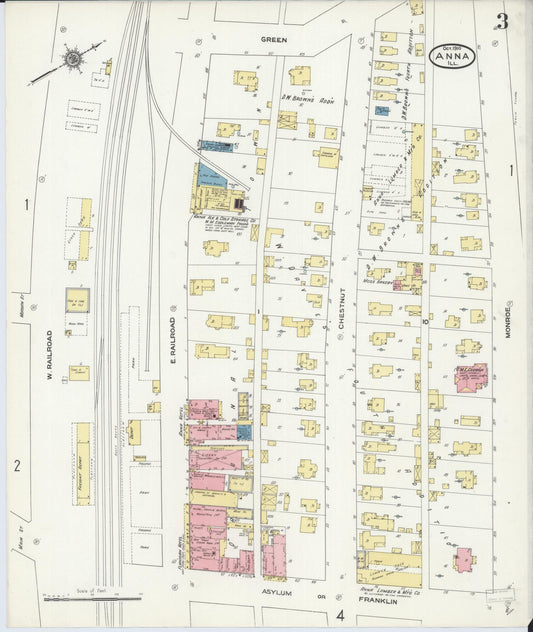 Sanborn Fire Insurance Map from Anna, Union County, Illinois (1910), Sheet #0003 - Historic Sanborn Fire Insurance Map Print, vintage old map wall art, antique decor, genealogy gift, Illinois Illinois map