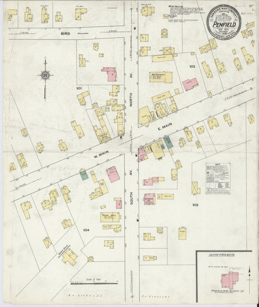 Sanborn Fire Insurance Map from Penfield, Monroe County, New York (1909), Sheet #0001 - Historic Sanborn Fire Insurance Map Print, vintage old map wall art, antique decor, genealogy gift, New York New York map