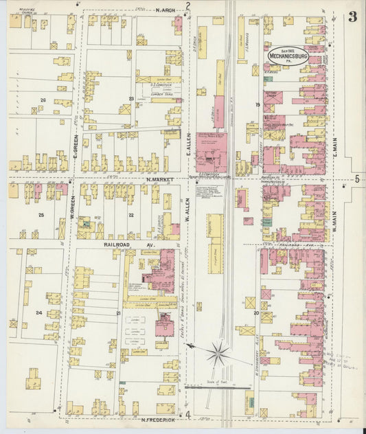 Sanborn Fire Insurance Map from Mechanicsburg, Cumberland County, Pennsylvania (1902), Sheet #0003 - Historic Sanborn Fire Insurance Map Print, vintage old map wall art, antique decor, genealogy gift, Pennsylvania Pennsylvania map