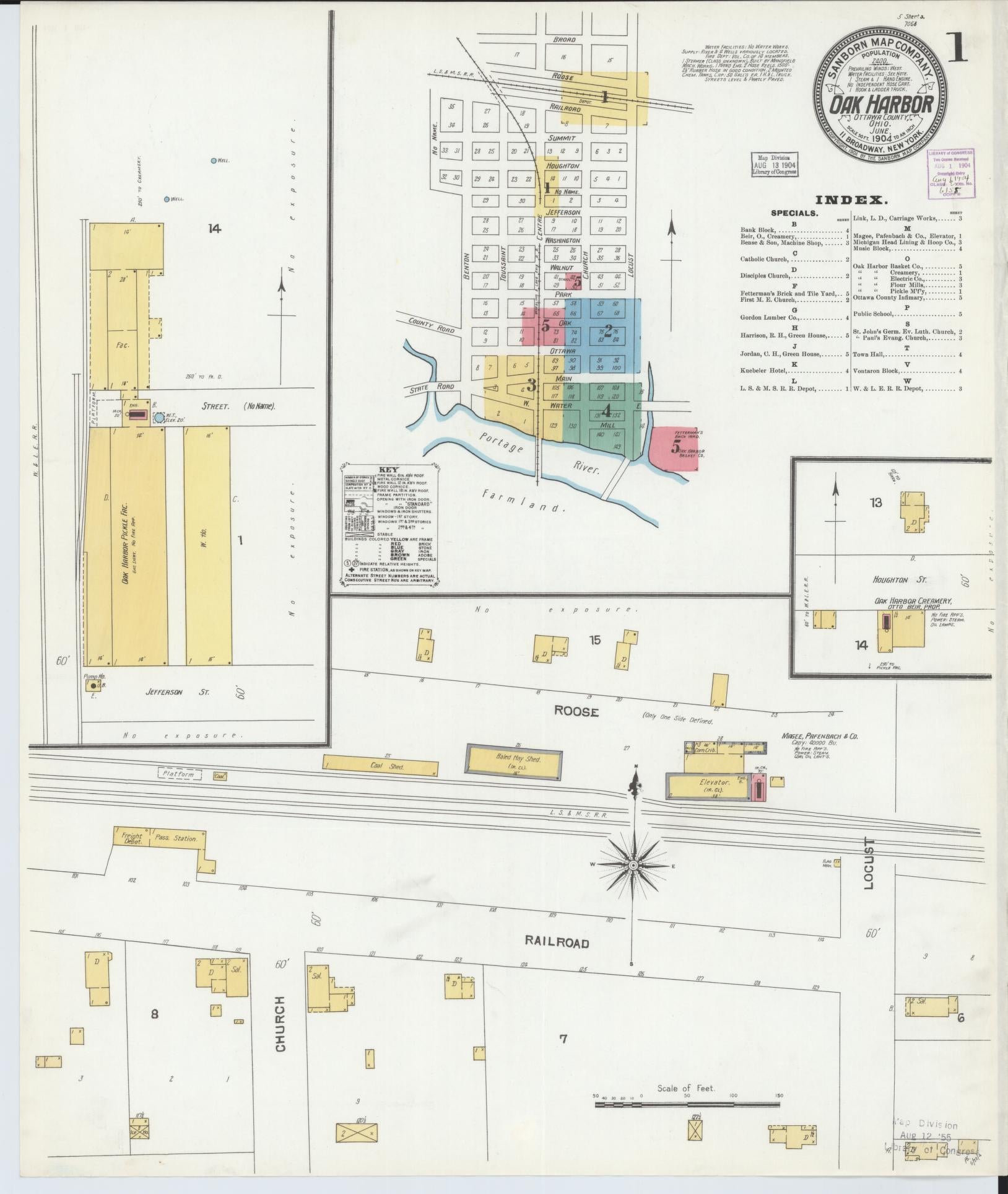 Sanborn Fire Insurance Map from Oak Harbor, Ottawa County, Ohio (1904), Sheet #0001 - Complete Map Set gallery image, historic Sanborn map, vintage wall art, Ohio Ohio