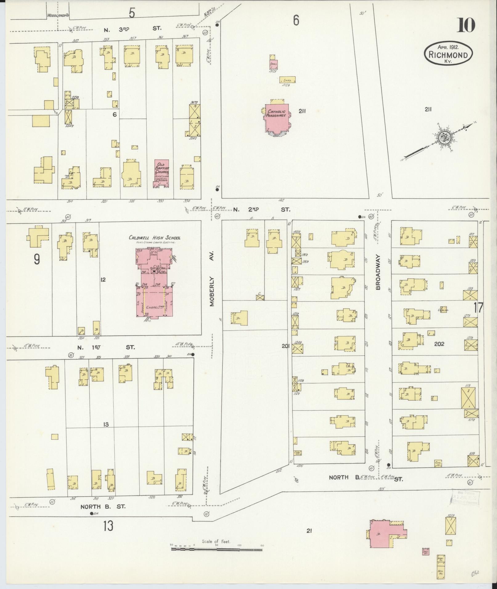 Sanborn Fire Insurance Map from Richmond, Madison County, Kentucky (1912), Sheet #0010 - Complete Map Set gallery image, historic Sanborn map, vintage wall art, Kentucky Kentucky
