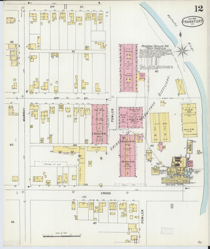 Sanborn Fire Insurance Map from Frankfort, Franklin County, Kentucky (1896), Sheet #0012 - Complete Map Set gallery image, historic Sanborn map, vintage wall art, Kentucky Kentucky