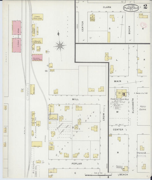 Sanborn Fire Insurance Map from Plainfield, Waushara County, Wisconsin (1894), Sheet #0002 - Historic Sanborn Fire Insurance Map Print, vintage old map wall art, antique decor, genealogy gift, Wisconsin Wisconsin map