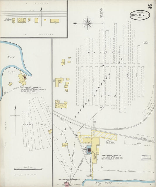 Sanborn Fire Insurance Map from Iron River, Bayfield County, Wisconsin (1893), Sheet #0002 - Historic Sanborn Fire Insurance Map Print, vintage old map wall art, antique decor, genealogy gift, Wisconsin Wisconsin map