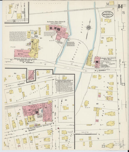 Sanborn Fire Insurance Map from Warren, Trumbull County, Ohio (1915), Sheet #0014 - Complete Map Set gallery image, historic Sanborn map, vintage wall art, Ohio Ohio