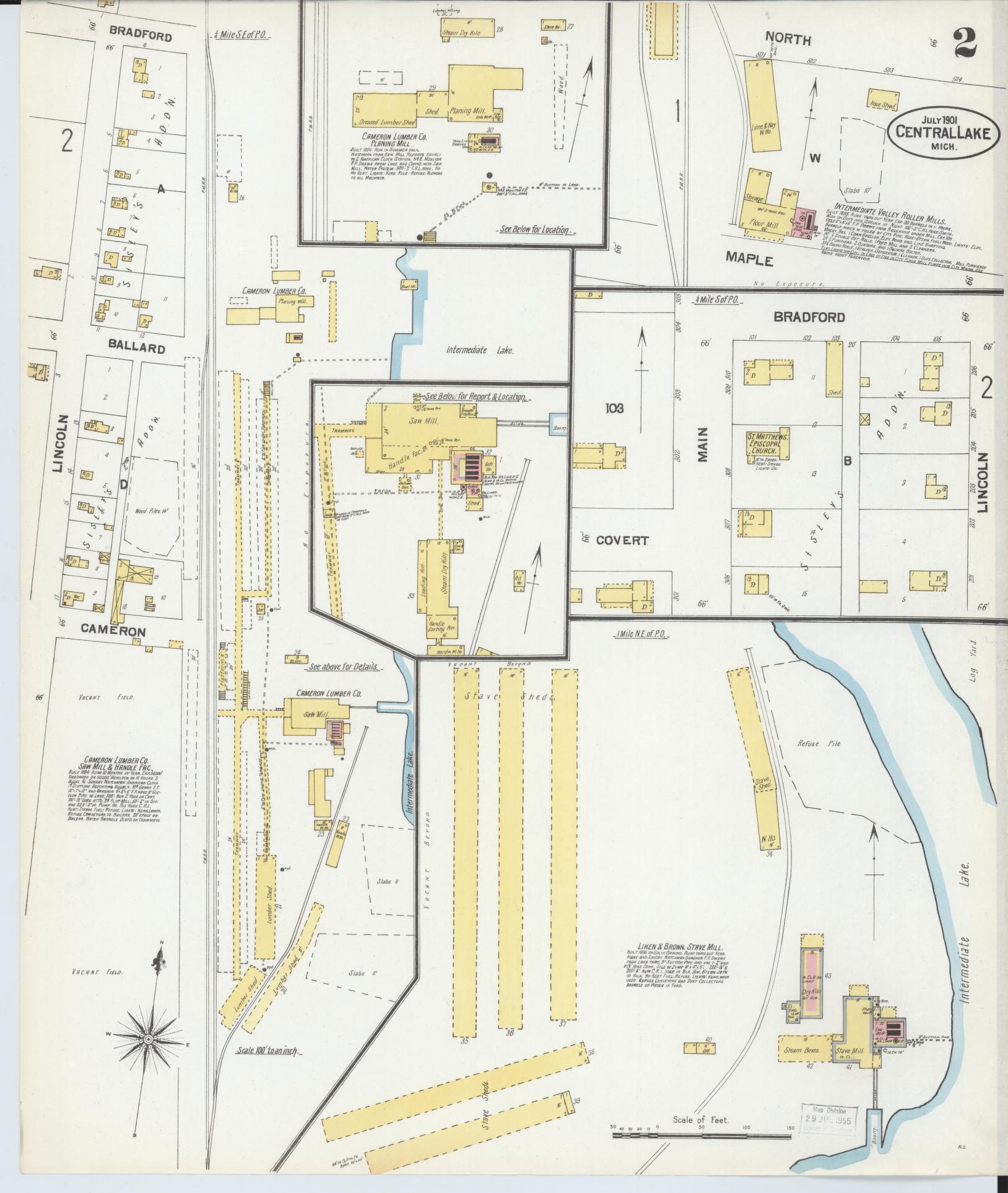 Sanborn Fire Insurance Map from Central Lake, Antrim County, Michigan (1901), Sheet #0002 - Complete Map Set gallery image, historic Sanborn map, vintage wall art, Michigan Michigan