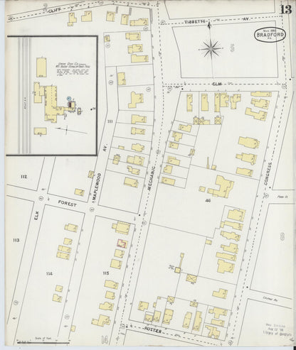 Sanborn Fire Insurance Map from Bradford, McKean County, Pennsylvania (1895), Sheet #0013 - Complete Map Set gallery image, historic Sanborn map, vintage wall art, Pennsylvania Pennsylvania