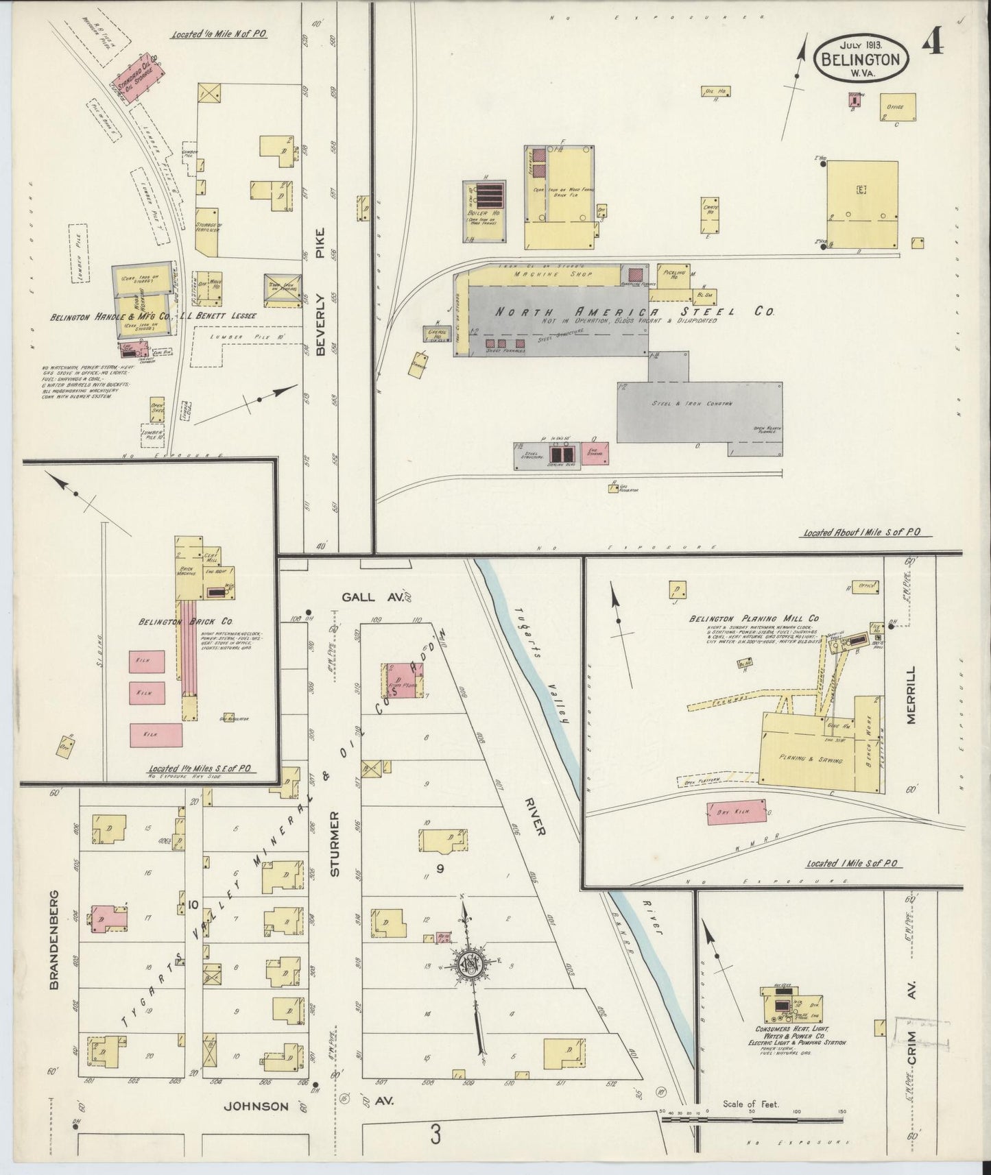 Sanborn Fire Insurance Map from Belington, Barbour County, West Virginia (1913), Sheet #0004 - Complete Map Set gallery image, historic Sanborn map, vintage wall art, West Virginia West Virginia