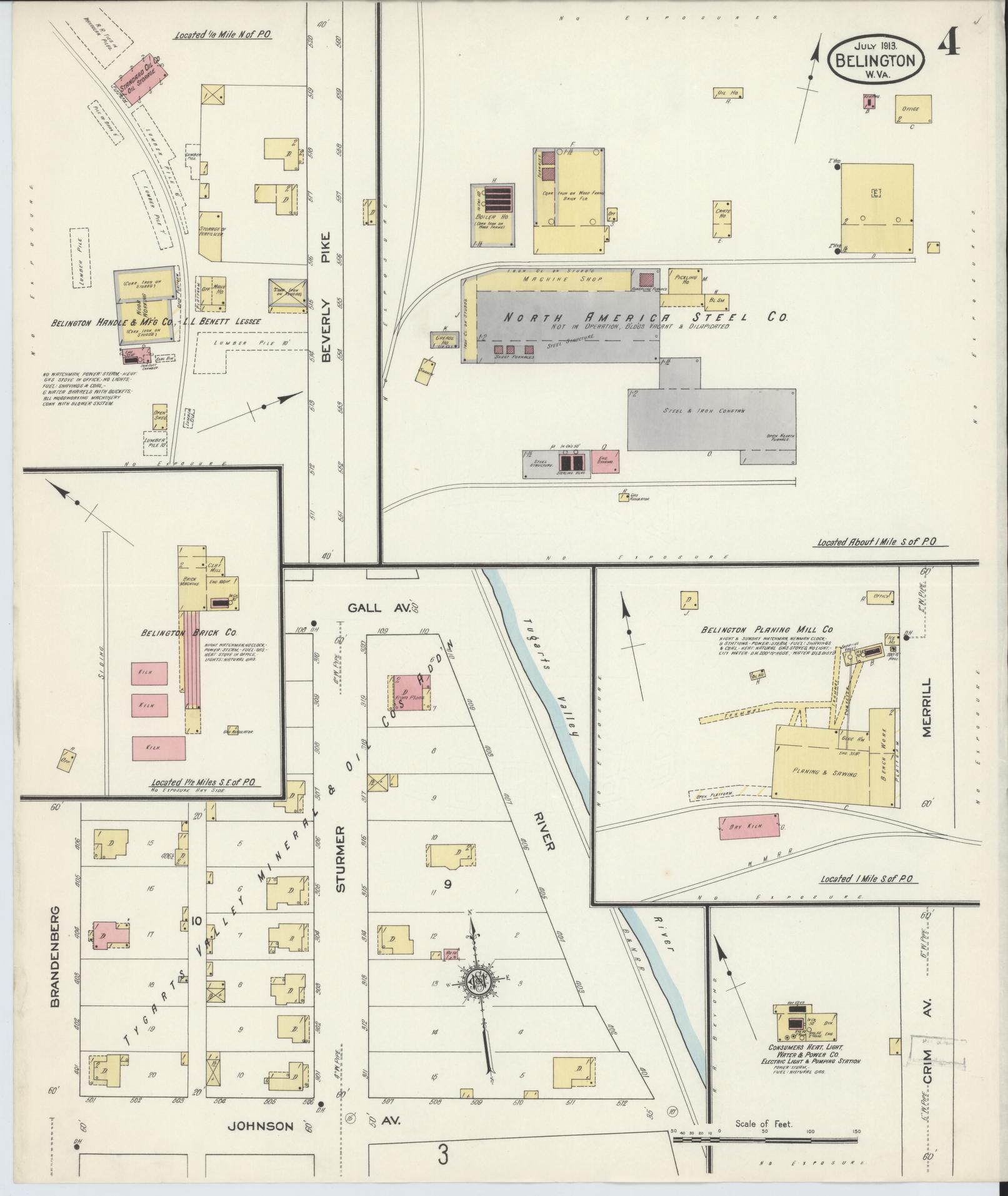 Sanborn Fire Insurance Map from Belington, Barbour County, West Virginia (1913), Sheet #0004 - Complete Map Set gallery image, historic Sanborn map, vintage wall art, West Virginia West Virginia