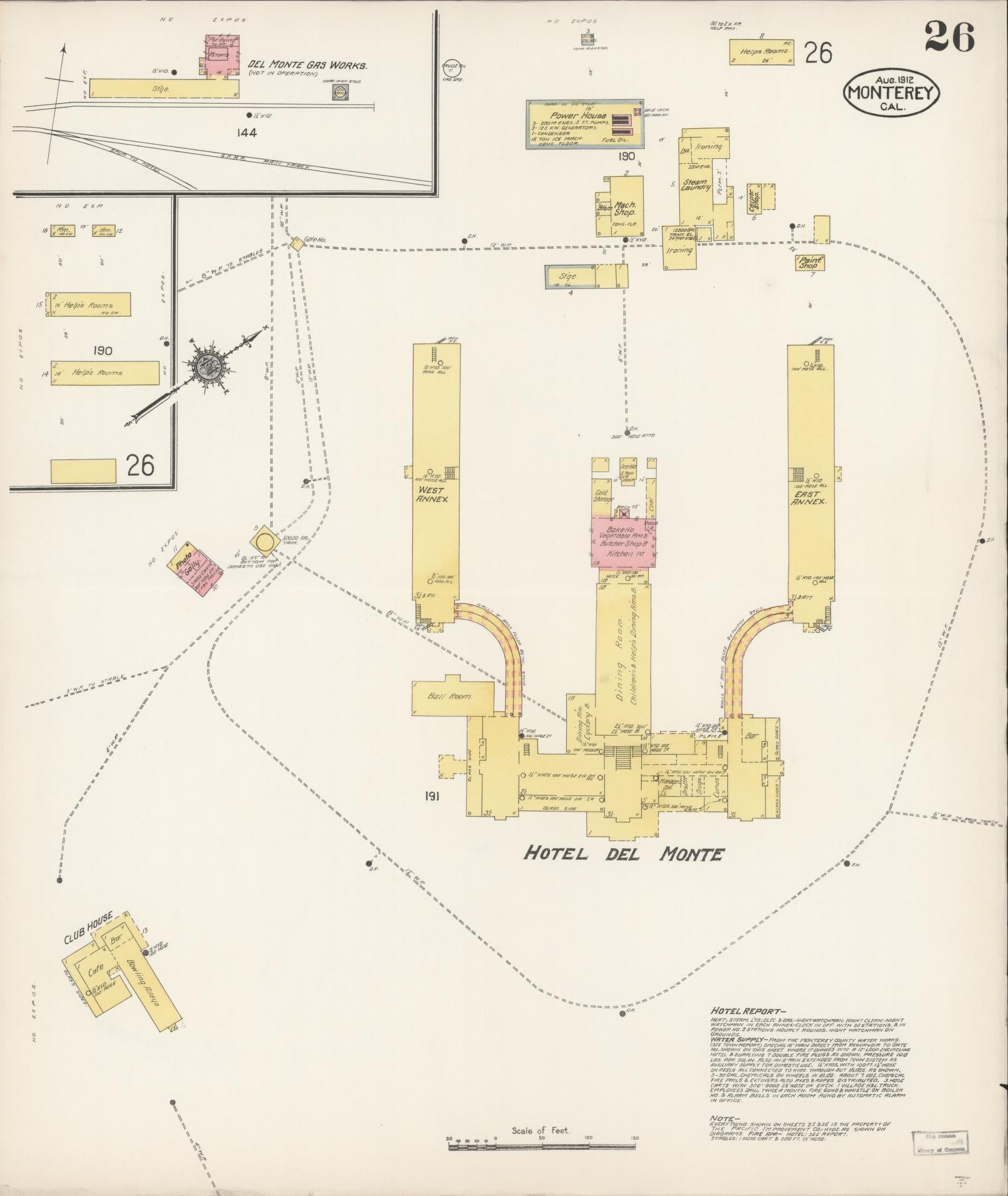 Sanborn Fire Insurance Map from Monterey, Monterey County, California (1912), Sheet #0026 - Historic Sanborn Fire Insurance Map Print, vintage old map wall art, antique decor, genealogy gift, California California map