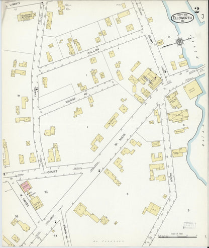 Sanborn Fire Insurance Map from Ellsworth, Hancock County, Maine (1914), Sheet #0002 - Complete Map Set gallery image, historic Sanborn map, vintage wall art, Maine Maine