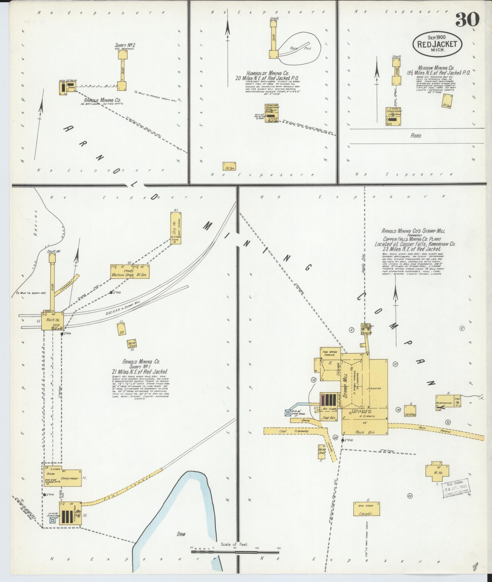 Sanborn Fire Insurance Map from Red Jacket, Houghton County, Michigan (1900), Sheet #0030 - Complete Map Set gallery image, historic Sanborn map, vintage wall art, Michigan Michigan