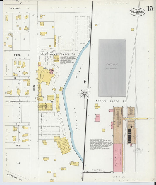 Sanborn Fire Insurance Map from Mount Clemens, Macomb County, Michigan (1903), Sheet #0015 - Historic Sanborn Fire Insurance Map Print, vintage old map wall art, antique decor, genealogy gift, Michigan Michigan map
