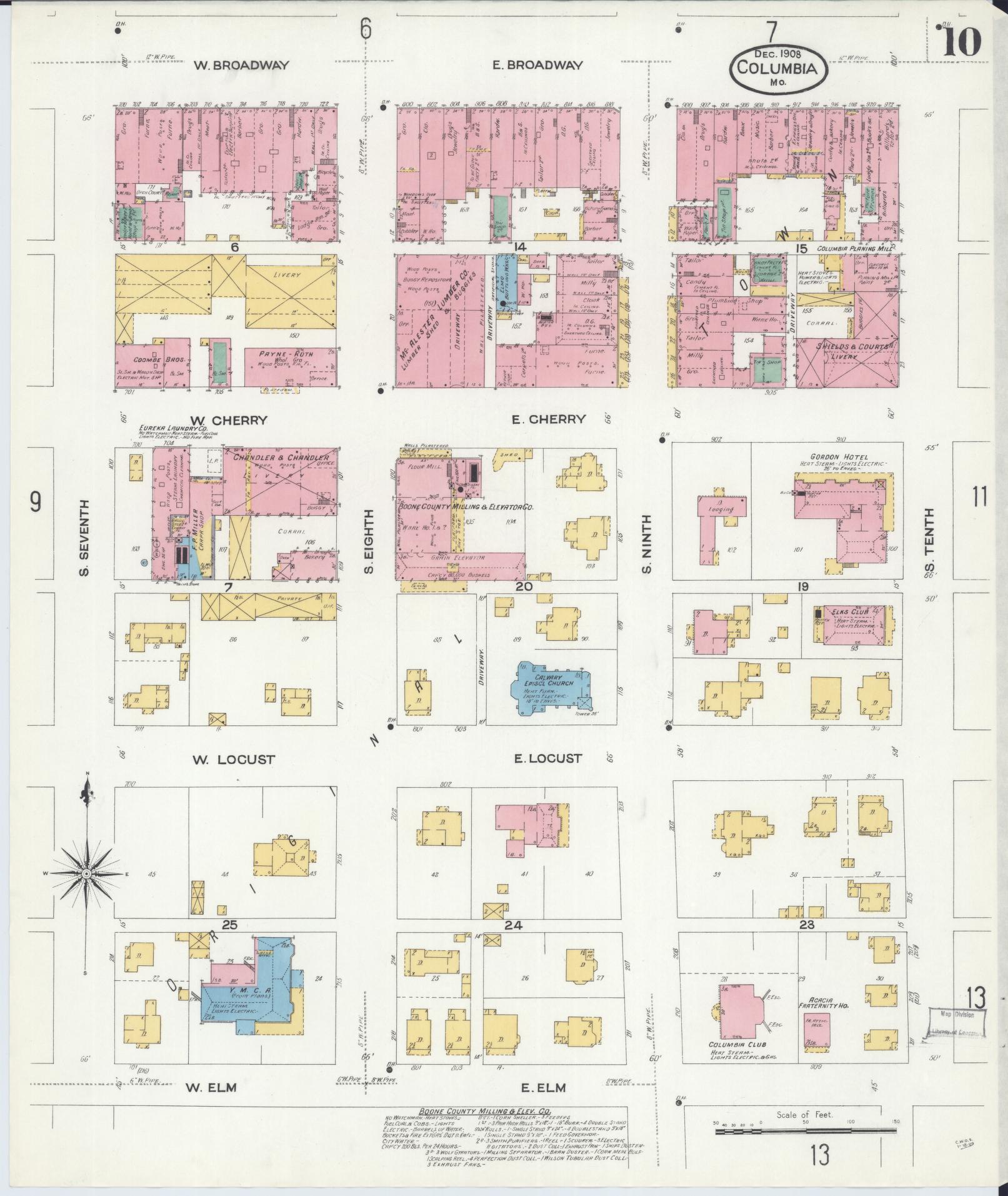 Sanborn Fire Insurance Map from Columbia, Boone County, Missouri (1908), Sheet #0010 - Complete Map Set gallery image, historic Sanborn map, vintage wall art, Missouri Missouri