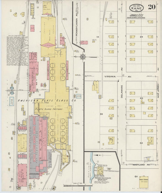 Sanborn Fire Insurance Map from Kane, McKean County, Pennsylvania (1915), Sheet #0020 - Historic Sanborn Fire Insurance Map Print, vintage old map wall art, antique decor, genealogy gift, Pennsylvania Pennsylvania map