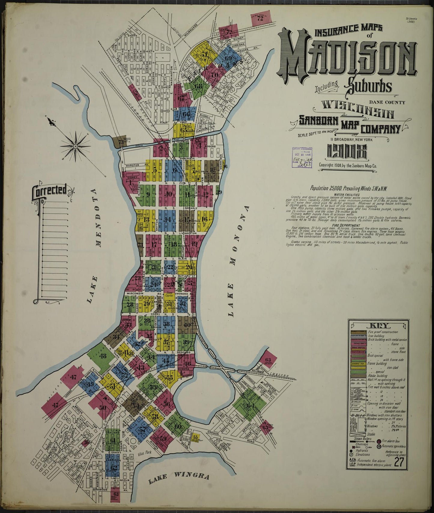 Madison, Dane County, Wisconsin (1908) – Sanborn Fire Insurance Map – Map View