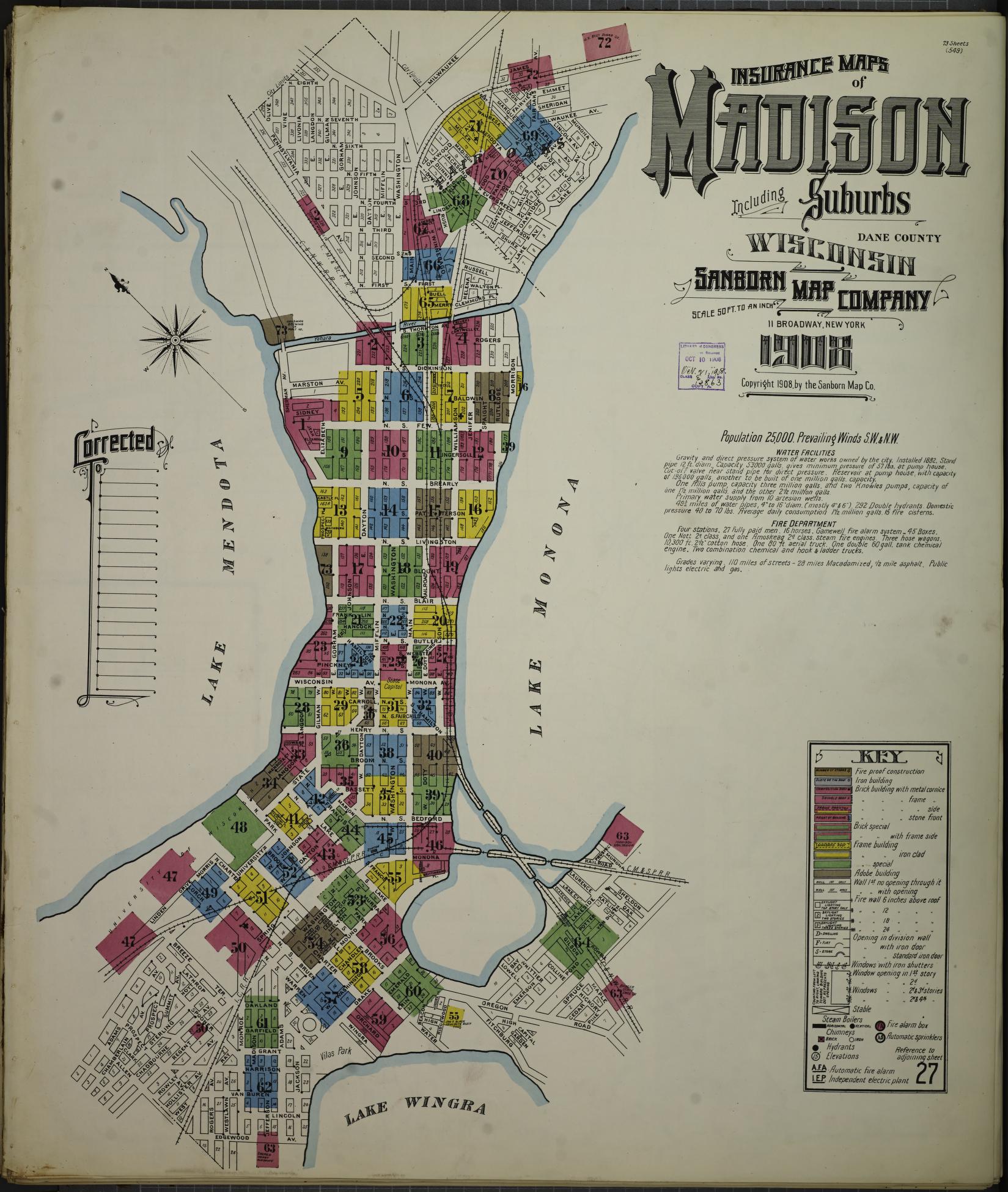 Madison, Dane County, Wisconsin (1908) – Sanborn Fire Insurance Map – Map View