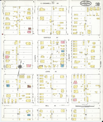Sanborn Fire Insurance Map from Albuquerque, Bernalillo County, New Mexico (1919), Sheet #0031 - Complete Map Set gallery image, historic Sanborn map, vintage wall art, New Mexico New Mexico