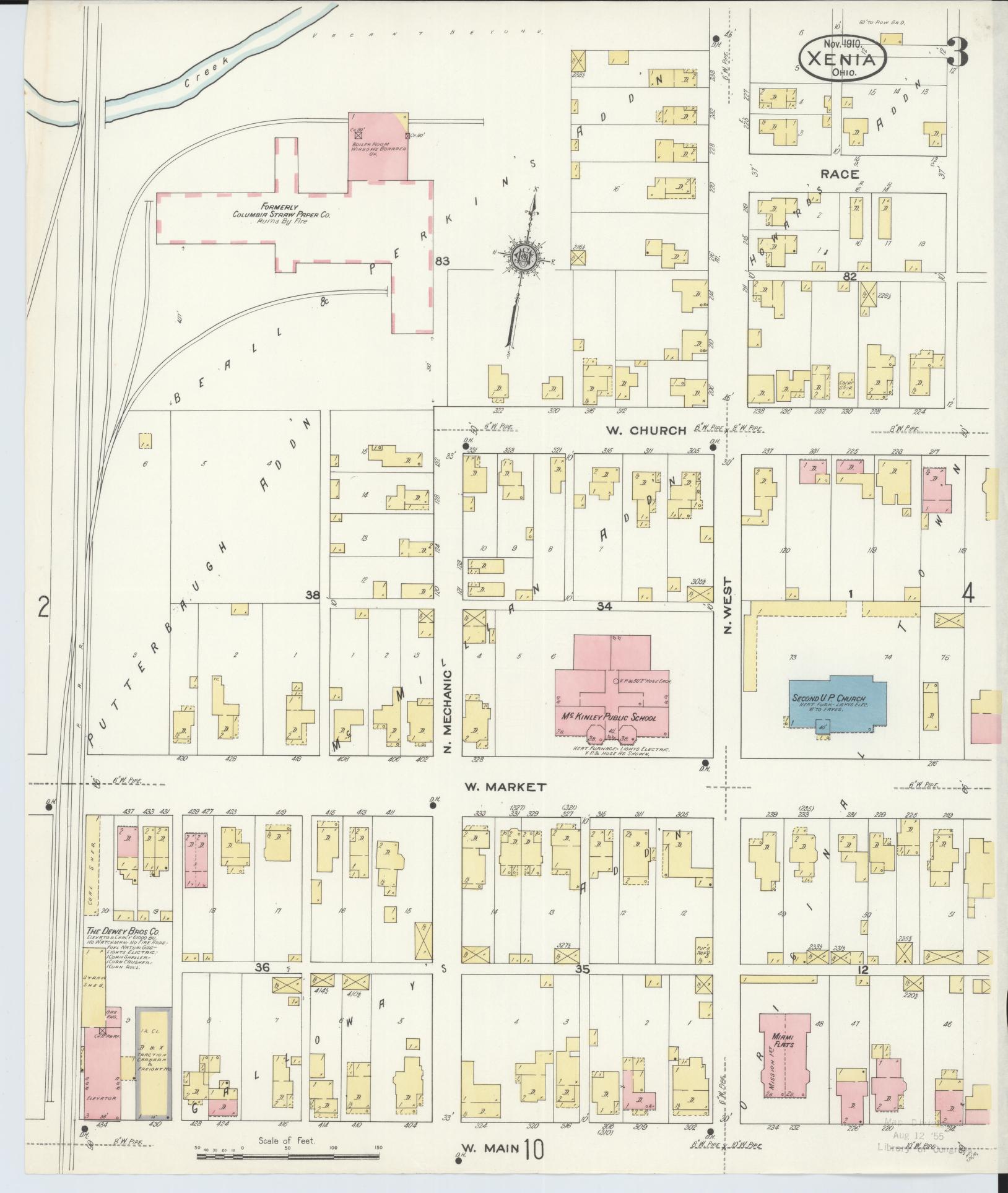 Sanborn Fire Insurance Map from Xenia, Greene County, Ohio (1910), Sheet #0003 - Historic Sanborn Fire Insurance Map Print, vintage old map wall art, antique decor, genealogy gift, Ohio Ohio map