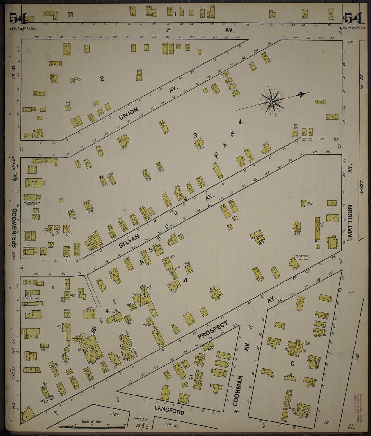 Sanborn Fire Insurance Map from New Jersey Coast, New Jersey Coast, New Jersey (1890), Sheet #0054 - Complete Map Set gallery image, historic Sanborn map, vintage wall art, New Jersey Coast New Jersey