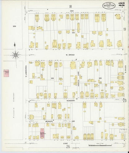 Sanborn Fire Insurance Map from Bridgeton, Cumberland County, New Jersey (1908), Sheet #0022 - Complete Map Set gallery image, historic Sanborn map, vintage wall art, New Jersey New Jersey