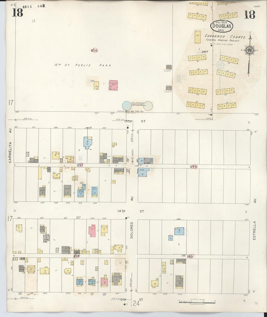 Sanborn Fire Insurance Map from Douglas, Cochise County, Arizona (1947), Sheet #0018 - Historic Sanborn Fire Insurance Map Print, vintage old map wall art, antique decor, genealogy gift, Arizona Arizona map