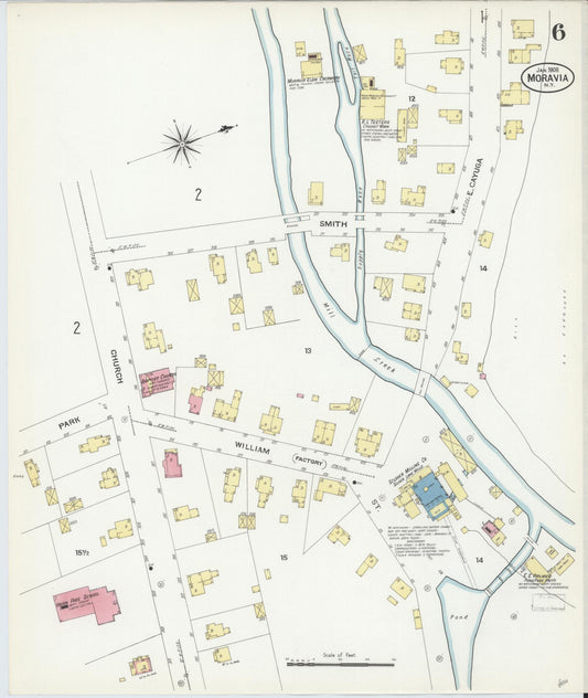 Sanborn Fire Insurance Map from Moravia, Cayuga County, New York (1908), Sheet #0006 - Historic Sanborn Fire Insurance Map Print, vintage old map wall art, antique decor, genealogy gift, New York New York map