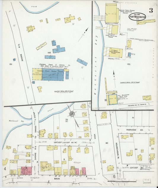 Sanborn Fire Insurance Map from Port Washington, Nassau County, New York (1919), Sheet #0003 - Historic Sanborn Fire Insurance Map Print, vintage old map wall art, antique decor, genealogy gift, New York New York map