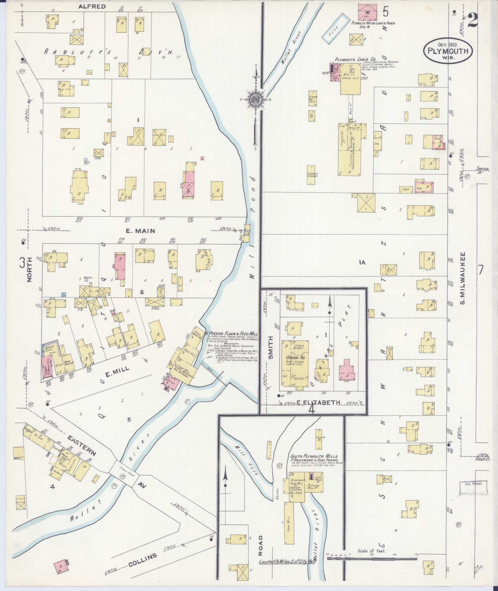 Sanborn Fire Insurance Map from Plymouth, Sheboygan County, Wisconsin (1910), Sheet #0002 - Complete Map Set gallery image, historic Sanborn map, vintage wall art, Wisconsin Wisconsin