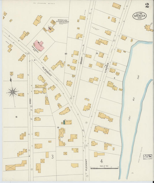 Sanborn Fire Insurance Map from Spencer, Worcester County, Massachusetts (1906), Sheet #0002 - Historic Sanborn Fire Insurance Map Print, vintage old map wall art, antique decor, genealogy gift, Massachusetts Massachusetts map